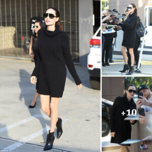 Angelina Jolie is elegant in a black mini dress in Hollywood, she is extremely friendly with fans ‎