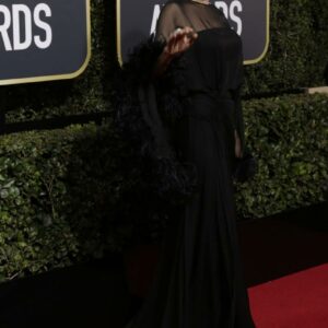 Angelina Jolie’s Stunning Feathered Versace Gown at the Golden Globe Awards