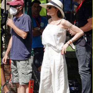 Angelina Jolie rocking chic protective gear on the set of Without Blood in Italy. Her iconic style turns heads and we’re absolutely loving it! Angelina Jolie rocking chic protective gear on the set of Without Blood in Italy. Her iconic style turns heads and we’re absolutely loving it!